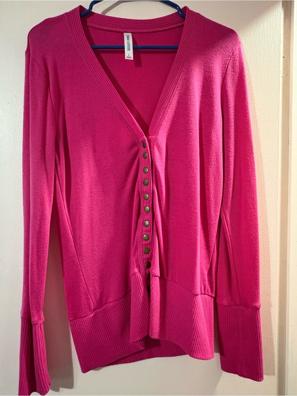 Zenana Outfitters Hot Pink V-Neck Button-Front Sweater